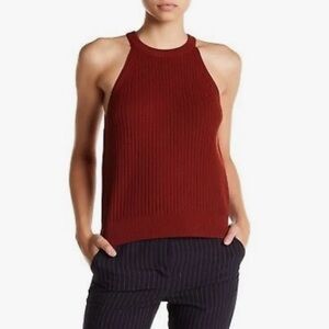 Theory rust knit sleeveless tank top